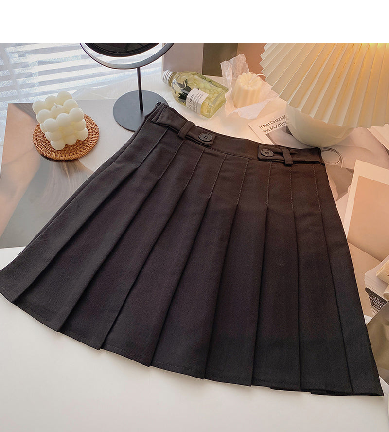 New Korean style age reducing solid color high waist skirt 5649
