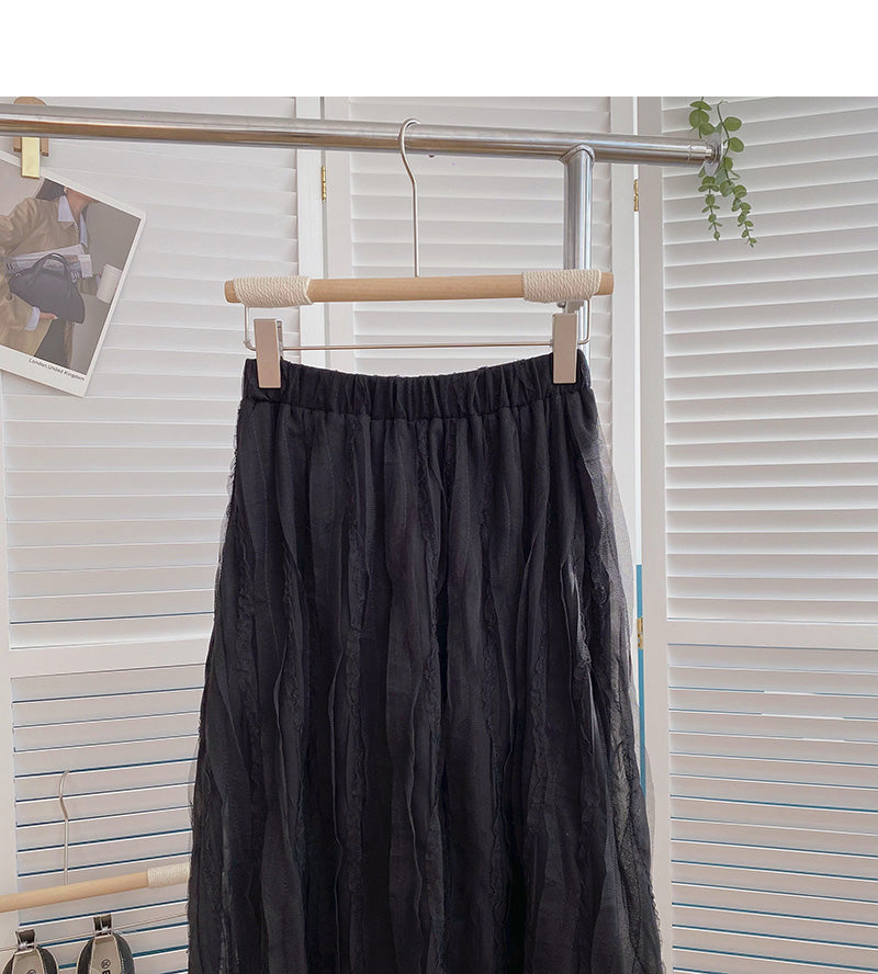 New Korean version super fairy foreign style solid color long skirt 5796