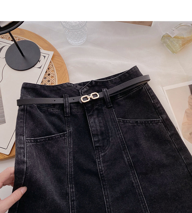 Slim design personalized pocket high waist skirt 5605