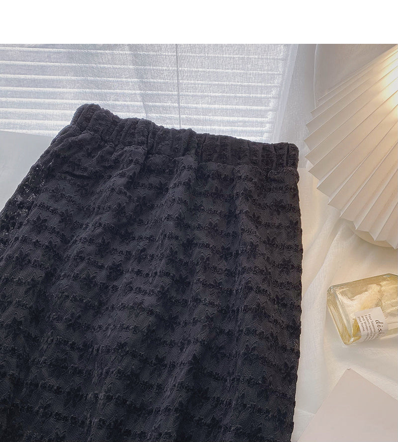 Sweet design super fairy lace high waist A-line skirt 5785