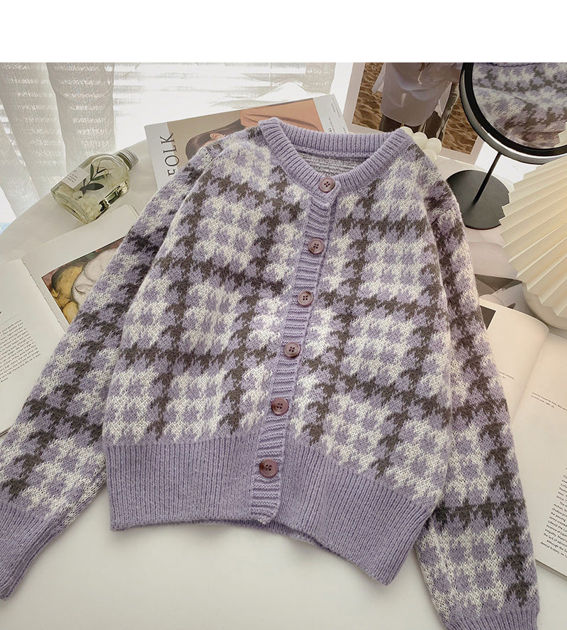 Petit haut à manches longues en treillis mille oiseaux assorti aux couleurs rétro parfumées 5942