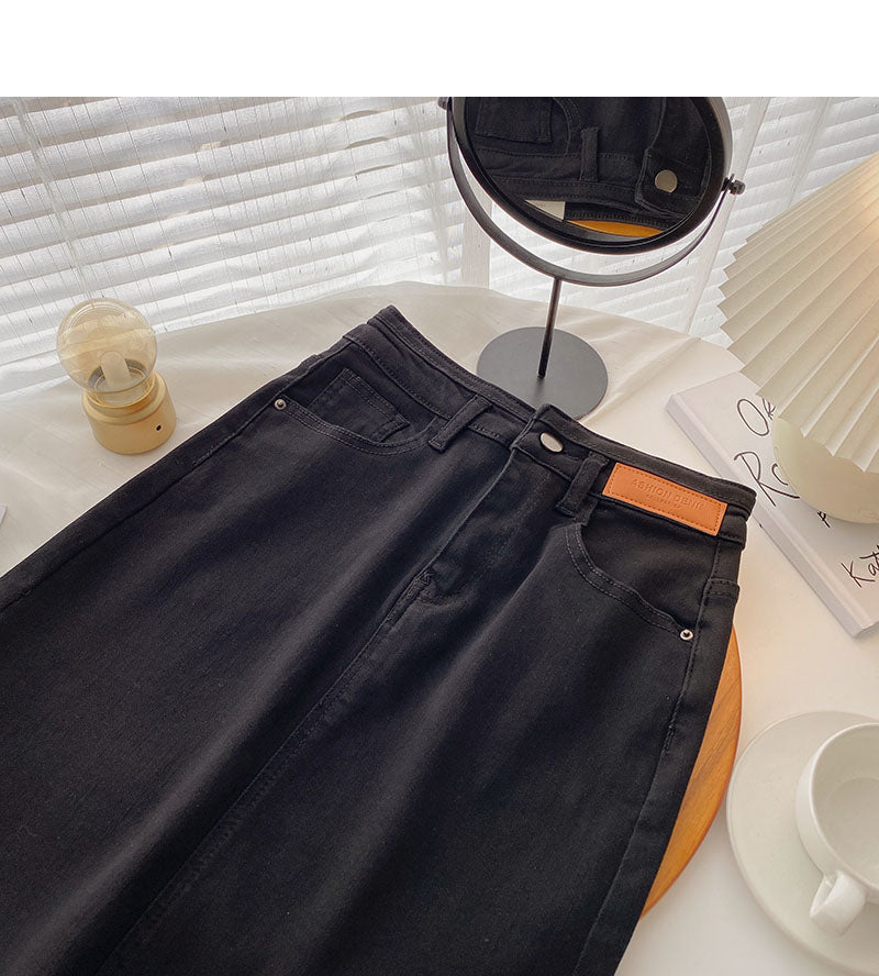 Denim skirt with high waist and split design 5698