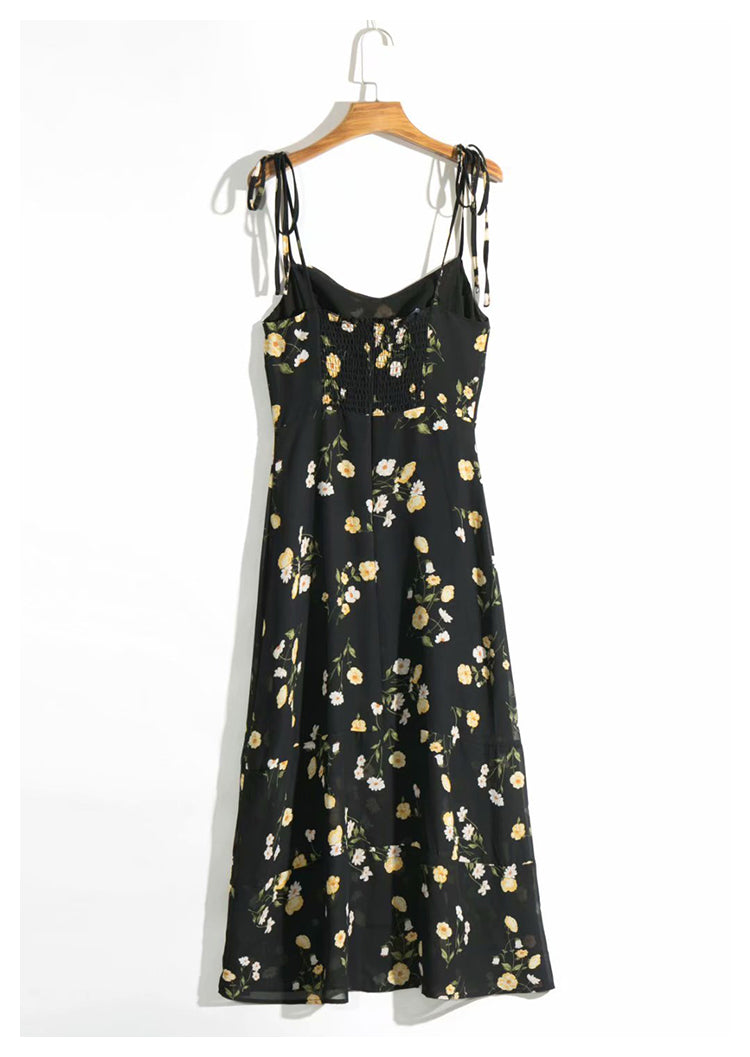 Französisch Retro-Blumen schwarz lange Taille Overknee sexy leicht gekocht 7141