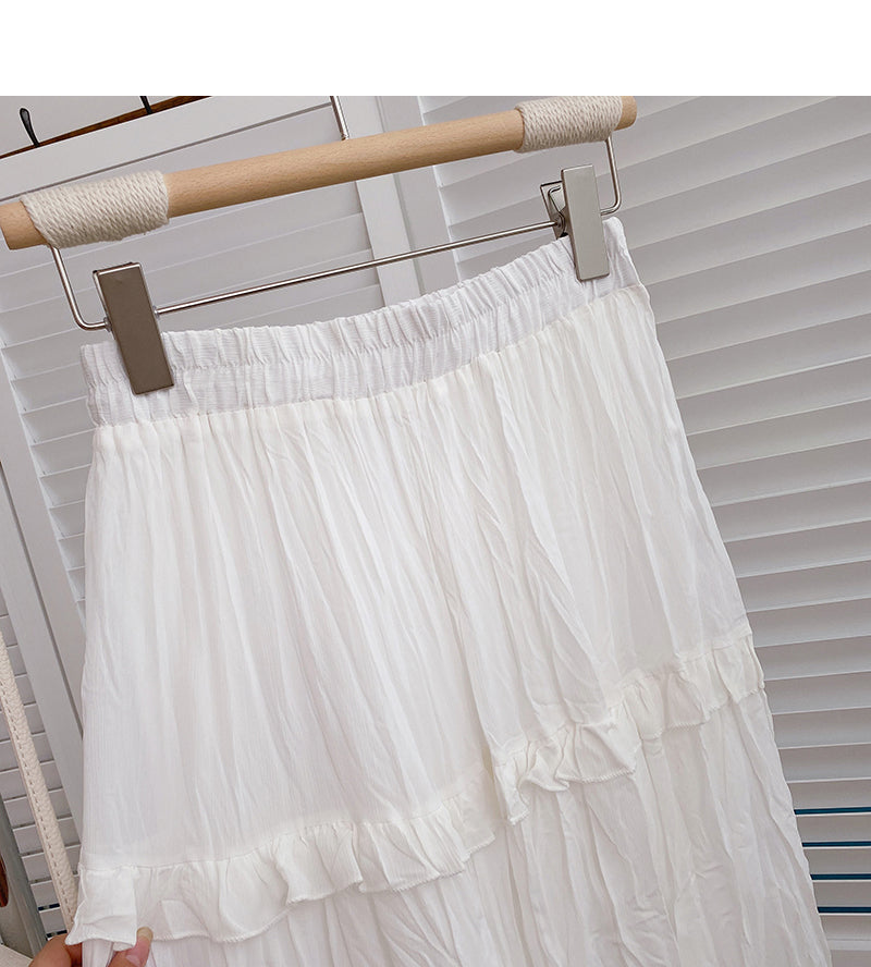 Temperamentvoller A-Linienrock mit hoher Taille und plissierter Spitze 5815