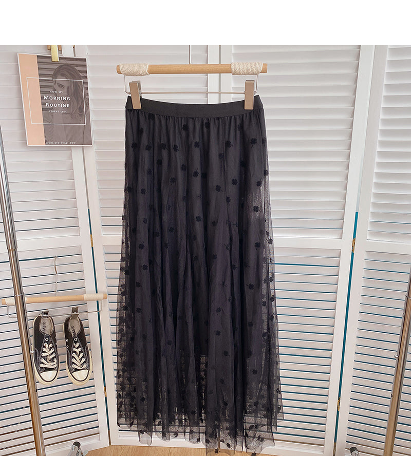 New Korean version of foreign style super fairy A-shaped long skirt 5803