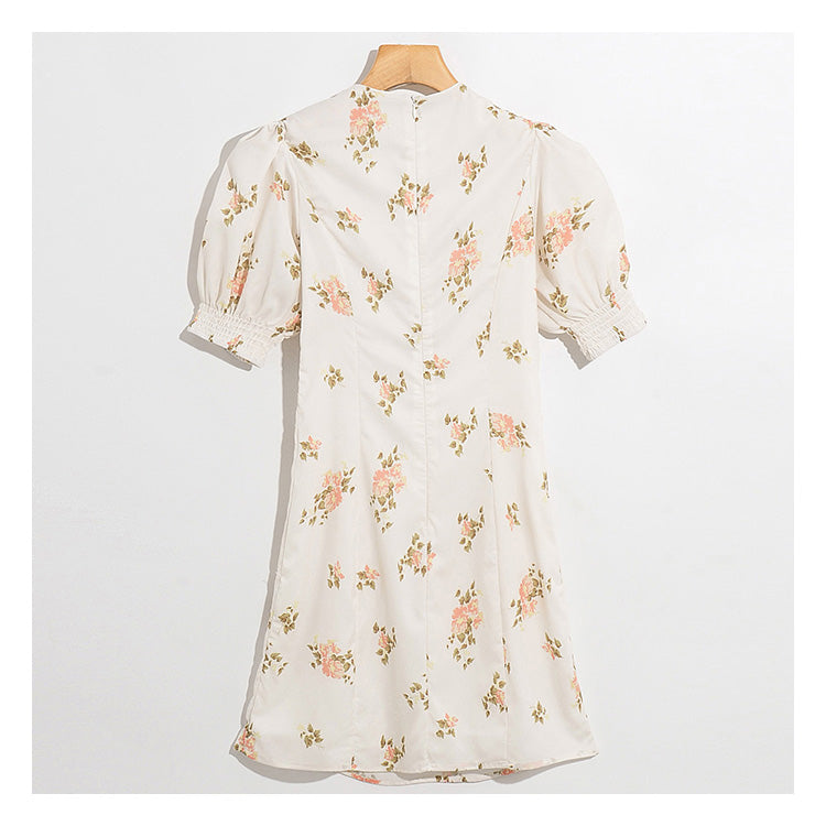 Blogger's French Style Bubble sleeves show thin broken flowers 7026