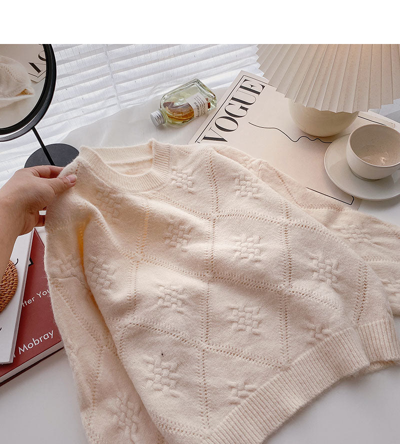 Koreanische langärmlige süße ausländische Art lose kurze Pullovermode 5878