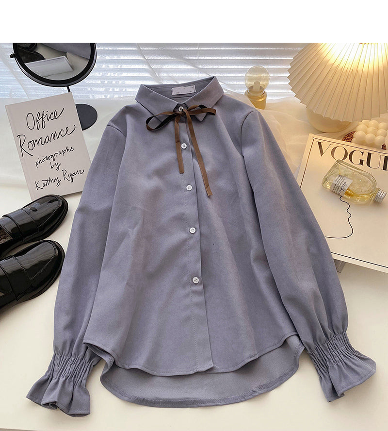 Haut à manches longues avec revers et bandage vintage 6307