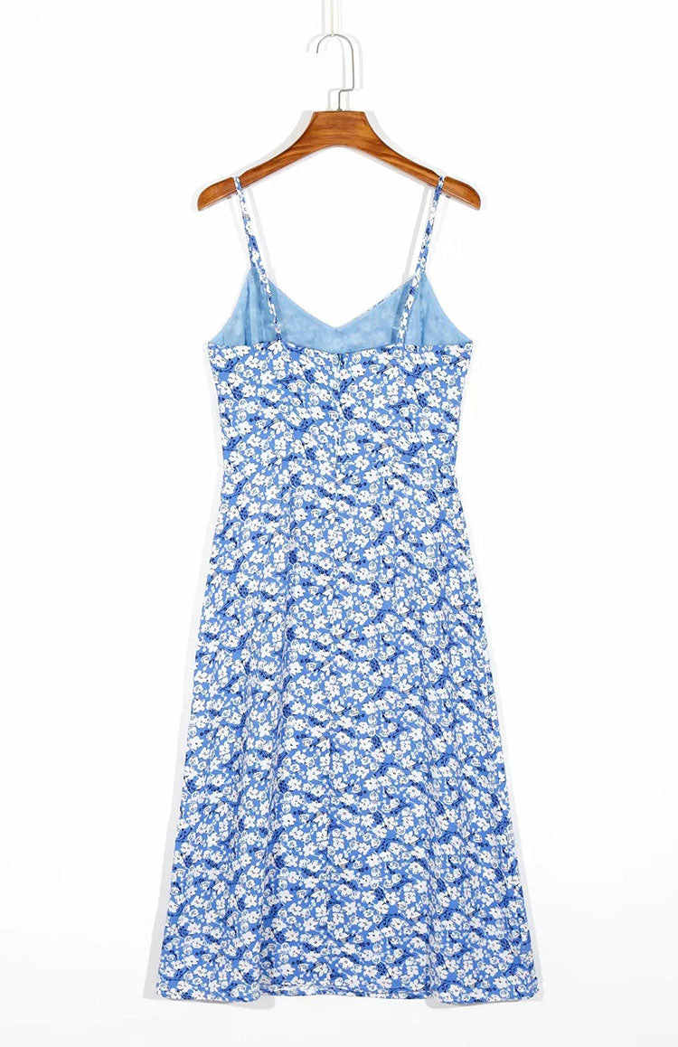 French retro backless long skirt V-neck sexy suspender skirt 7073