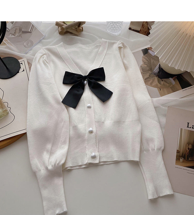 Pull col V vintage à manches longues et coupe slim 6595