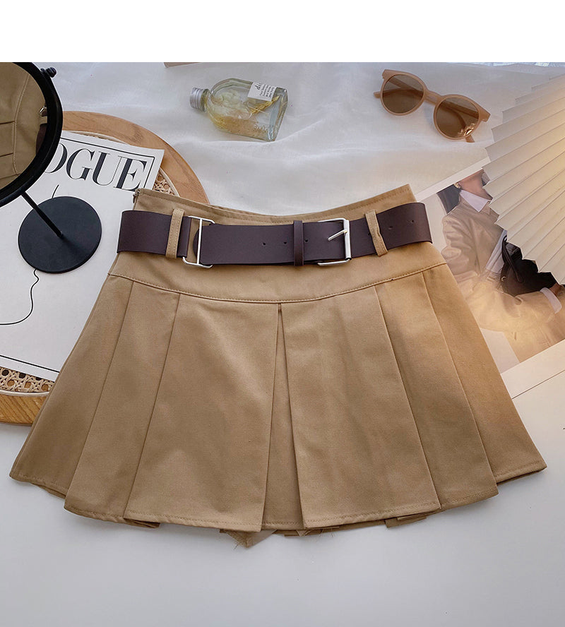 Versatile little high waist A-line umbrella skirt with belt 5607