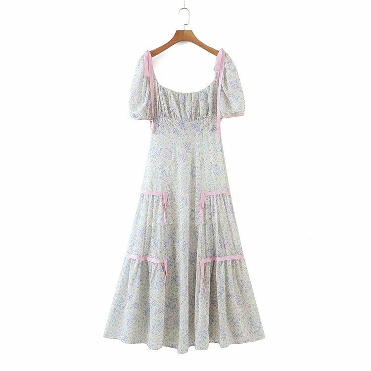 Französisches bauchbedeckendes dünnes Retro-Kleid 7137