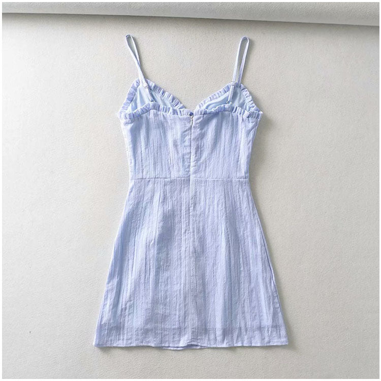 Bow suspender dress short skirt female 7080