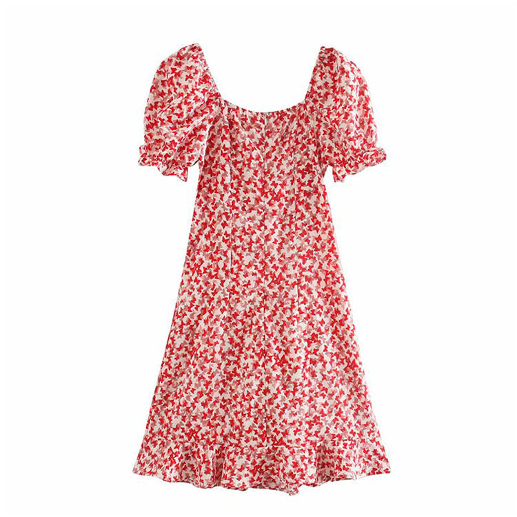 Robe rétro française à imprimé papillon pour fille 7072