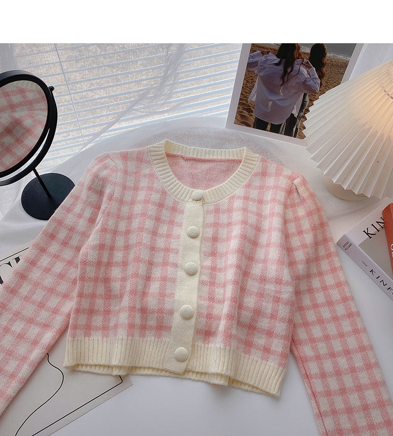 Small aging short long sleeve Knitted Top 6439