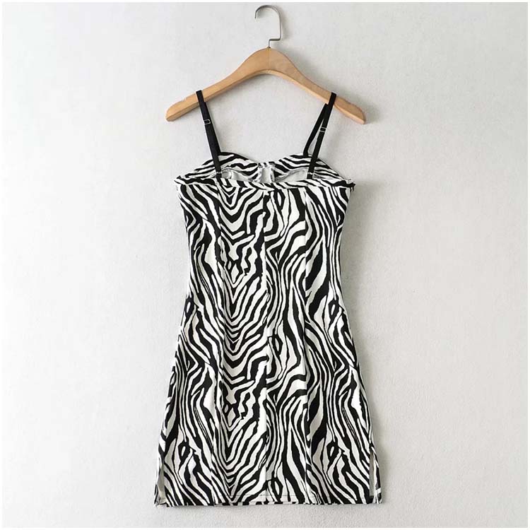 Tief ausgeschnittenes Strapskleid, sexy, schmaler, geteilter Hüftwickelrock 7120