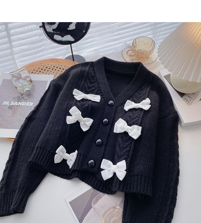 Pull-manteau col V parfumé Bow Vintage petit modèle 6204