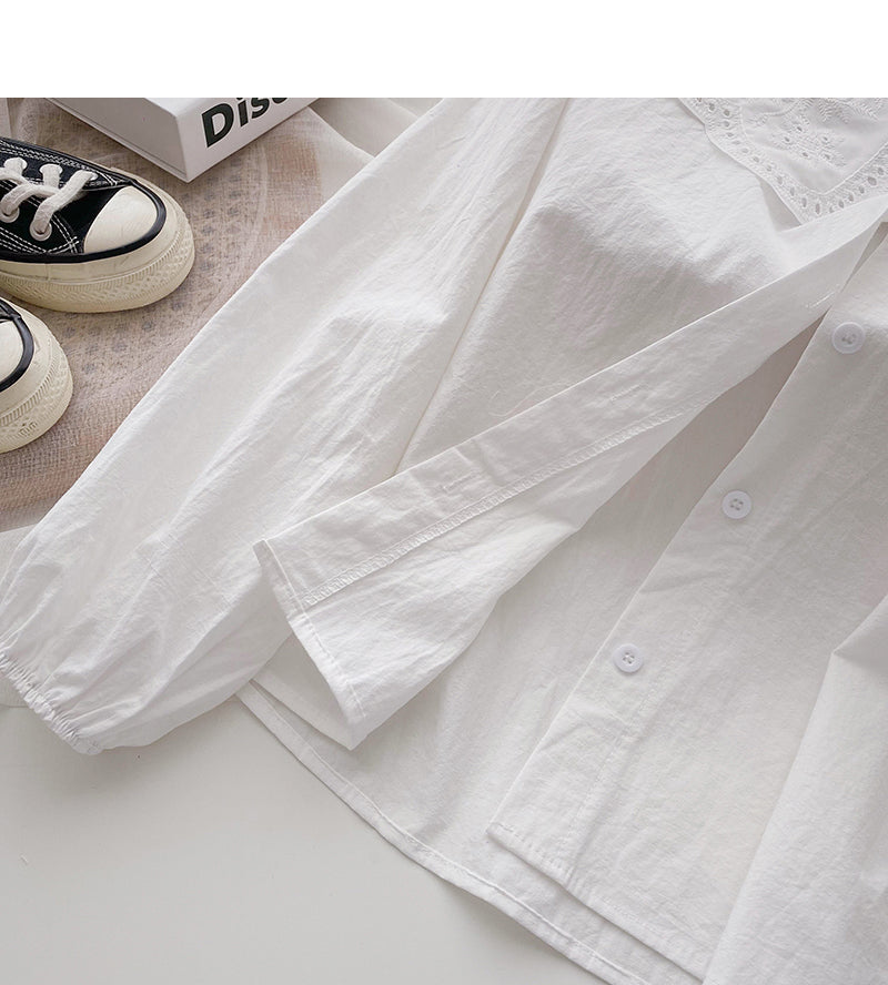 Chemise à col bébé slim à manches longues tendance 6366