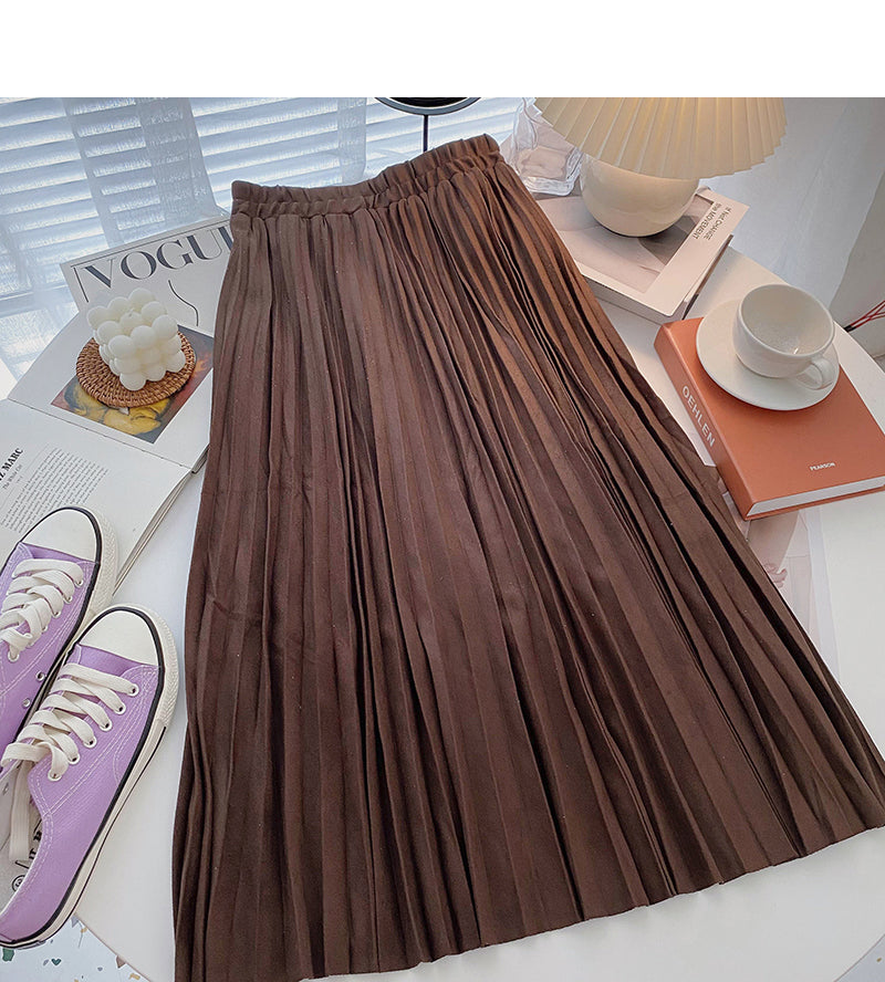 Retro port style leisure A-shaped high waist mid length skirt 5733