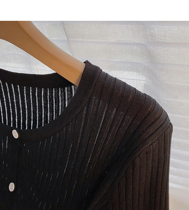 Haut en tricot décontracté à manches longues et à rayures 6512