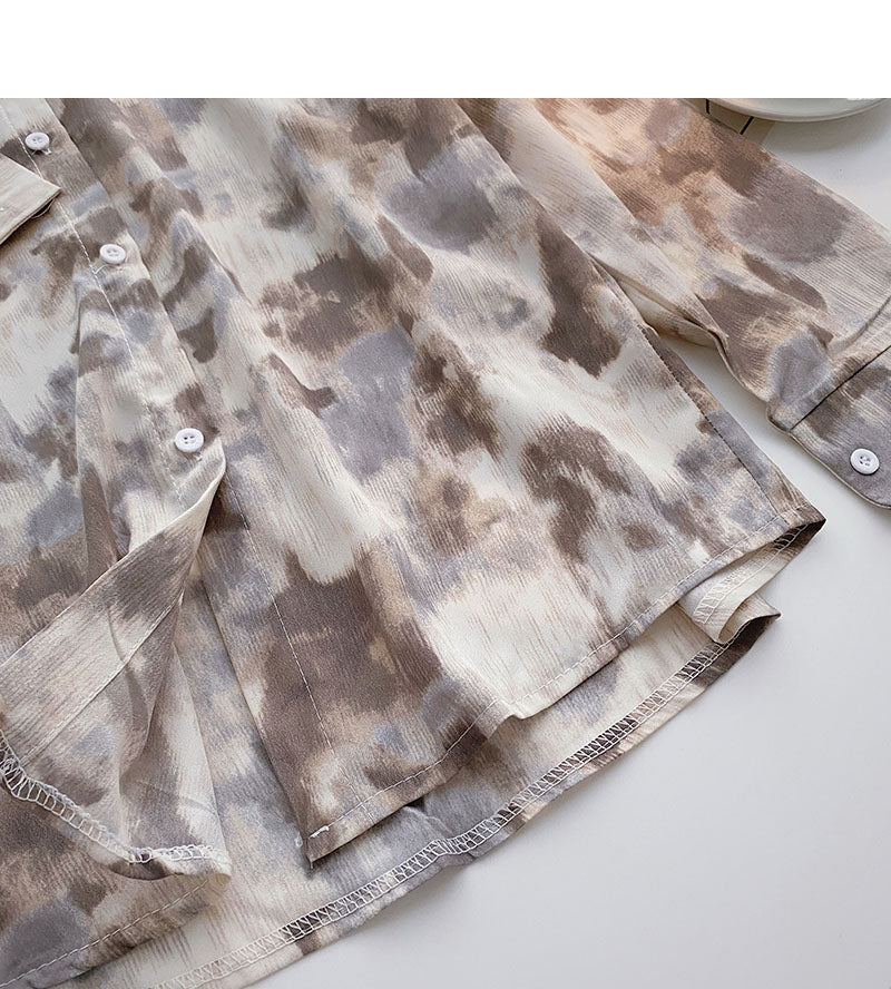 Korean style slim Lapel long sleeve top 6269