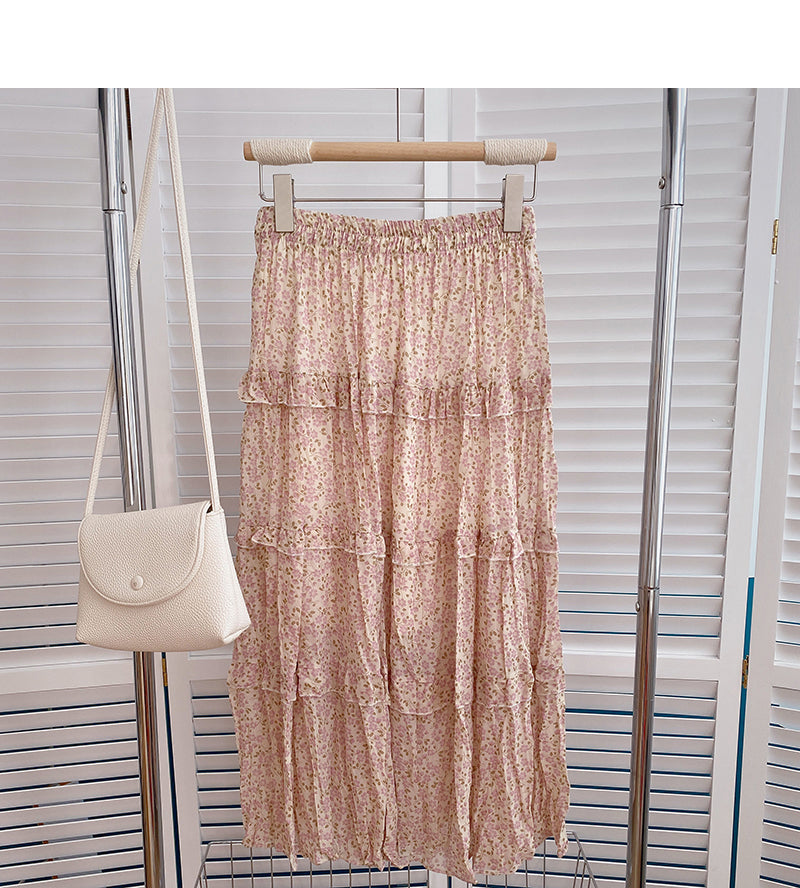 Design feeling gentle and slim high waist A-shaped skirt 5813