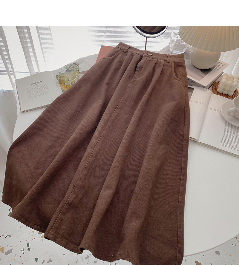Casual and versatile student A-shaped high waist skirt 5746