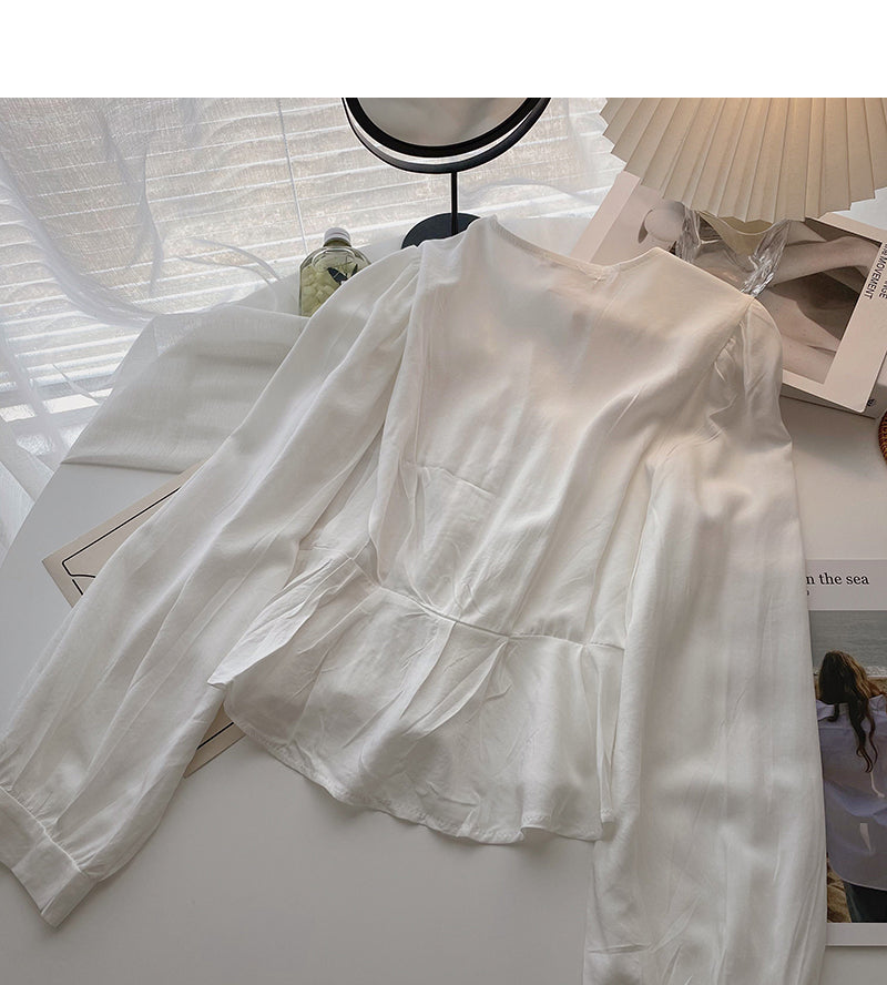 Chemise femme design minorité sensation mince col en V manches longues haut 6302