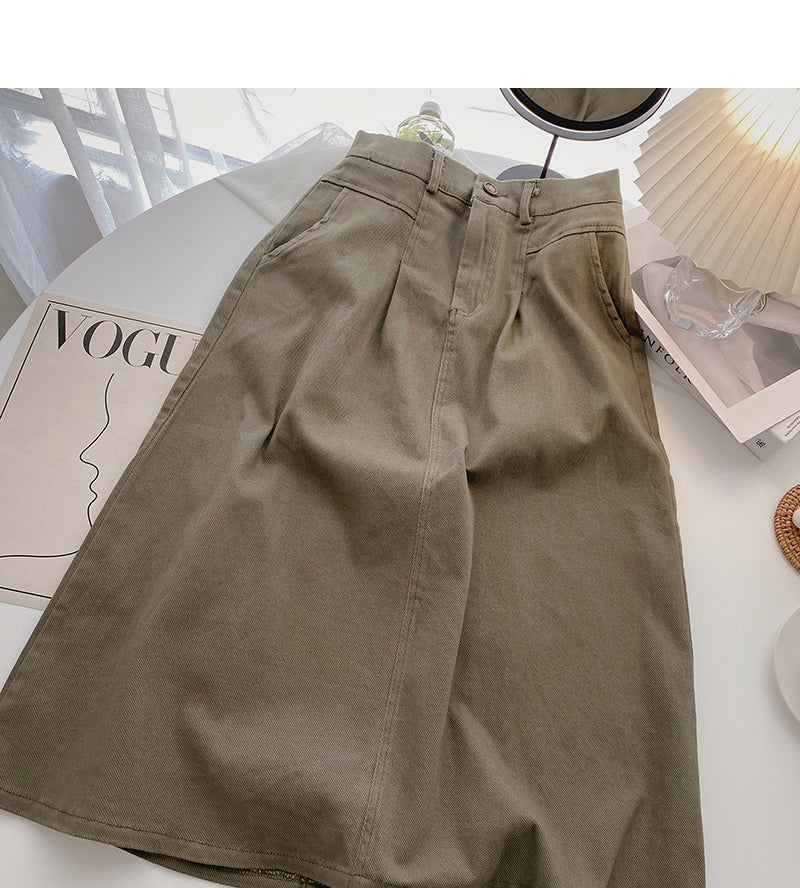 Jupe coréenne de couleur unie, slim et polyvalente, moyenne et longue 5718