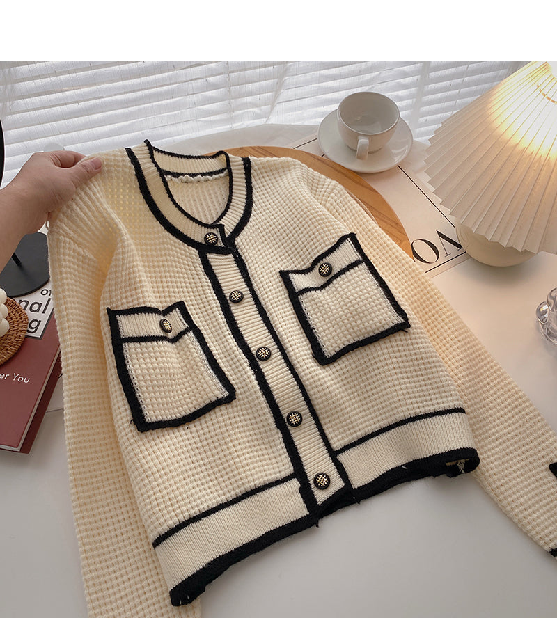 Korean minority fashion single breasted long sleeved top 5880