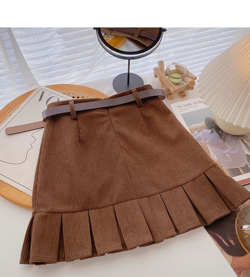 New Korean retro age reducing skirt with belt 5547