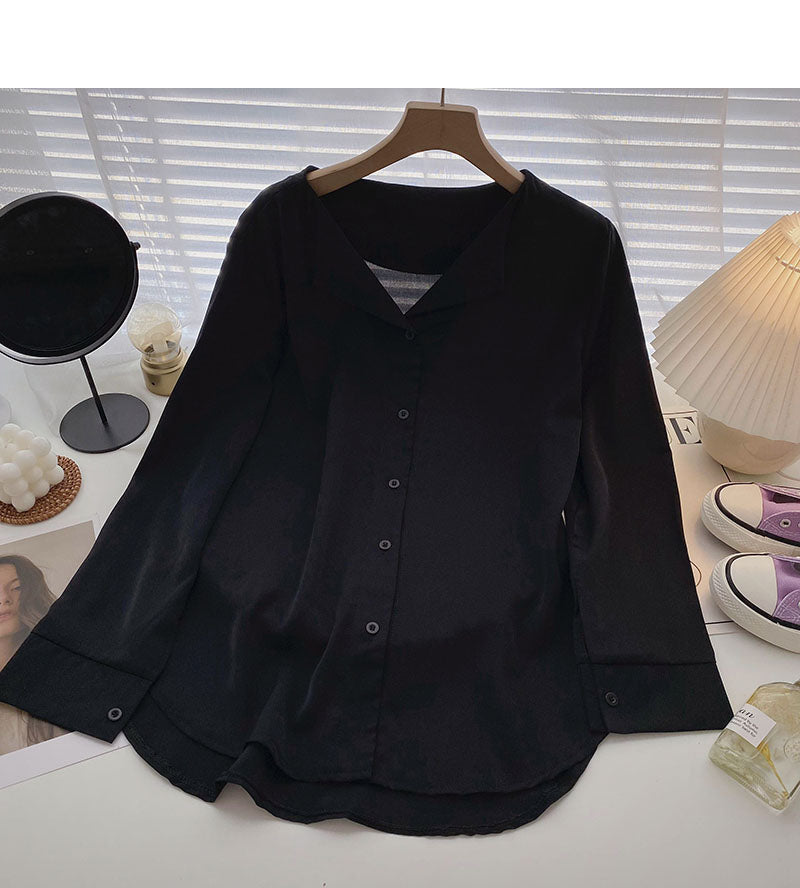 Loose long sleeved top with thin temperament and falling feeling 6267