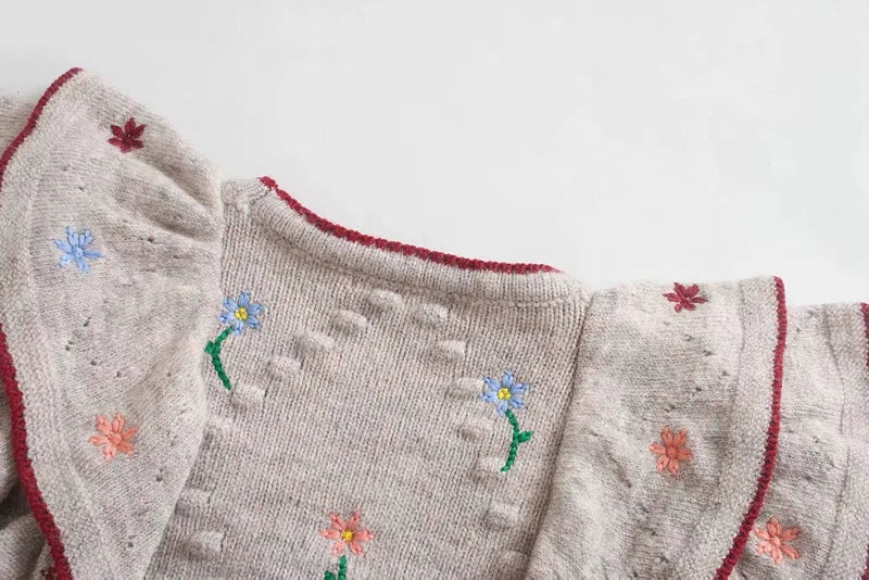 Embroidered layered decorative sweater design sweater coat 7226