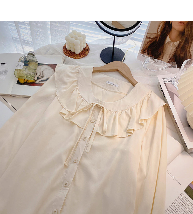 Modisches Bandage-Puppenhals-Langarm-Top 6338