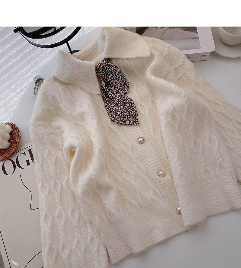 Design sense Vintage Lace up silk scarf loose top 5889