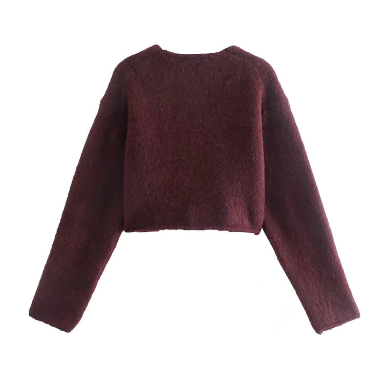 New versatile V-neck short sweater 7473