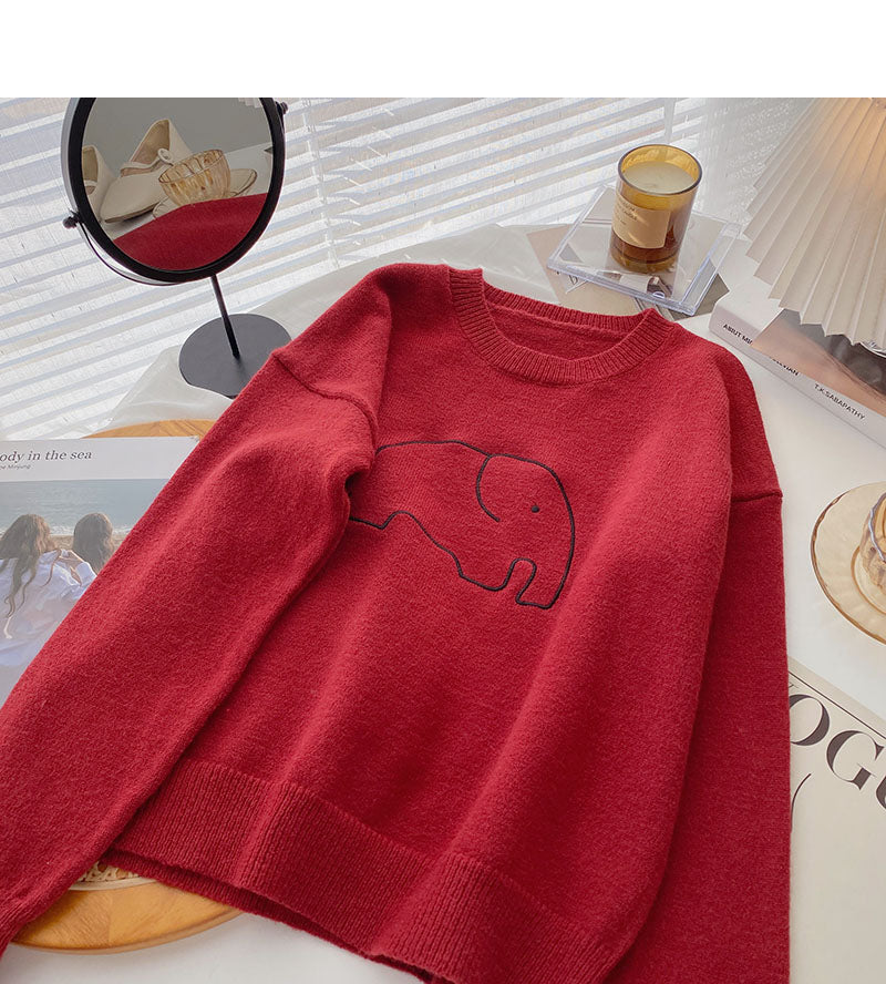 Haut ample à manches longues rétro paresseux et amusant 6040