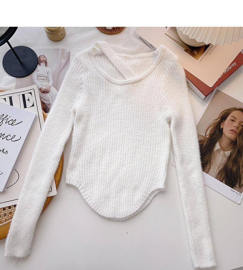 Temperament imitation mink sweater fitted sweater 6487