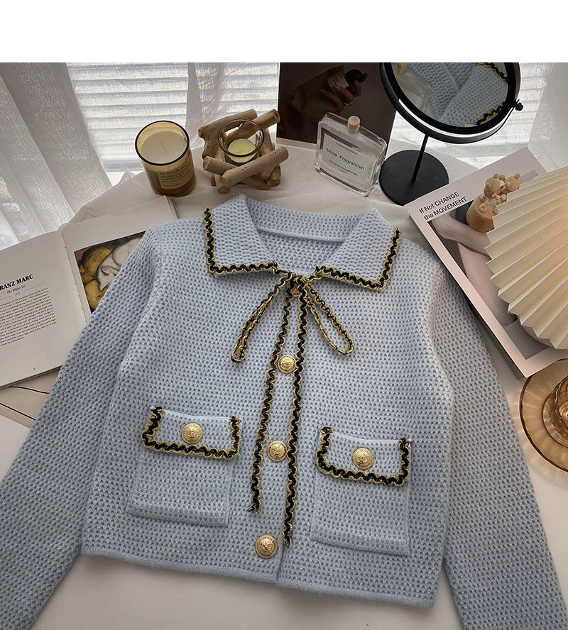 Korean color contrast bandage design retro short top 6027