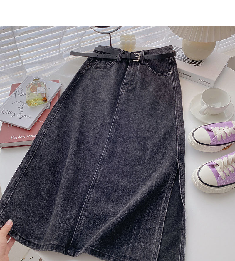 Korean split A-shaped high waist slim design fashion skirt 5709