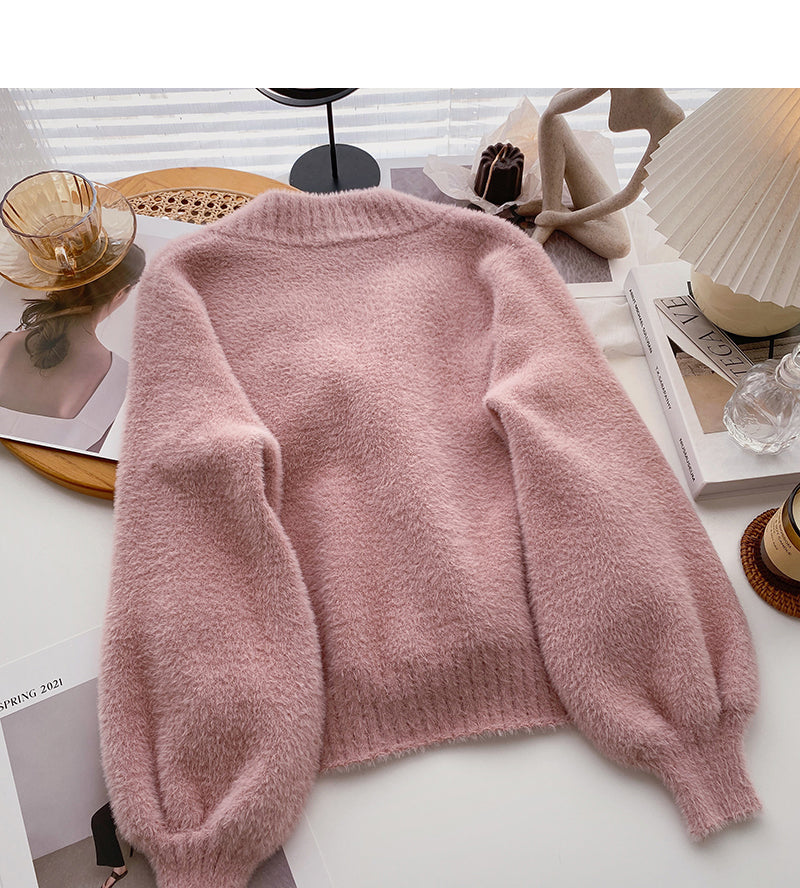 Design imitation mink coat cardigan 6149