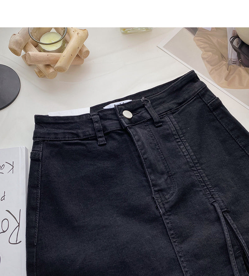 New Korean fashion retro small split rope skirt 5522