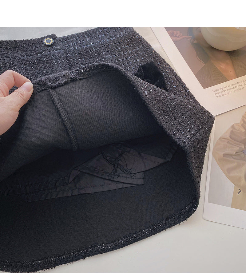 Bow high waist single breasted Plaid A-line skirt 5622