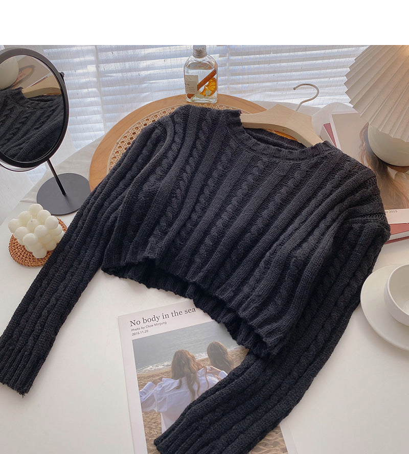 New Korean small man fashion temperament long sleeve twist top 5970