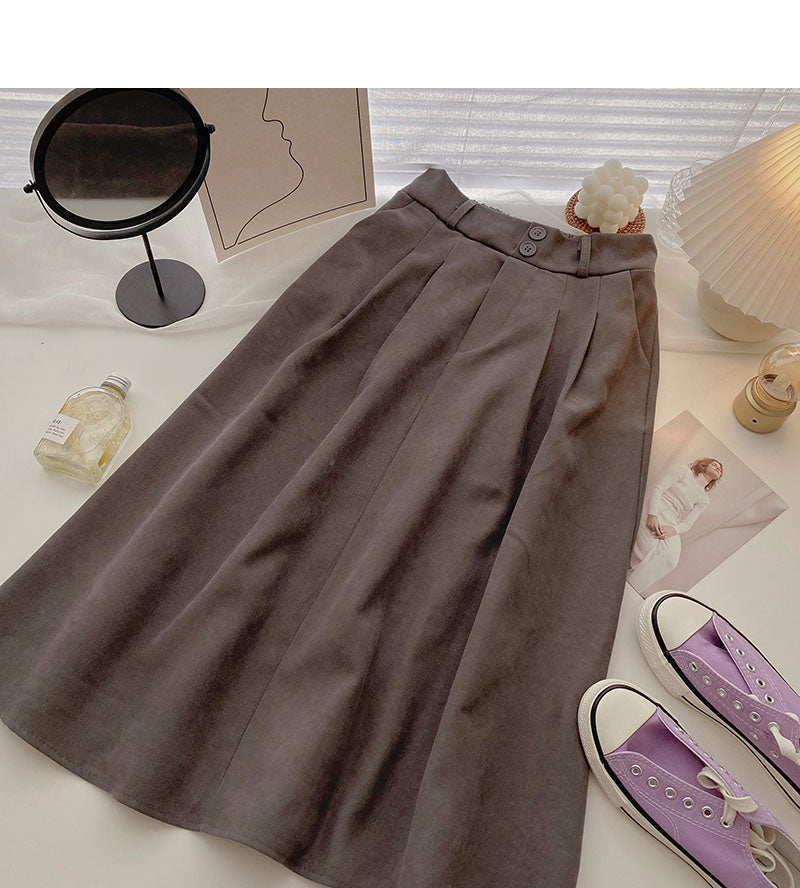 Jupe, couleur unie pour femme, polyvalente et simple 5716