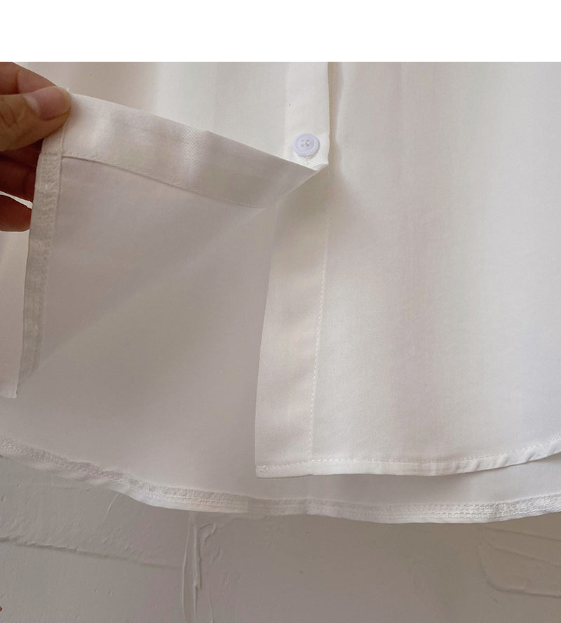 Lockeres Langarm-Shirt mit personalisierter Liebestasche Revers Top 6430