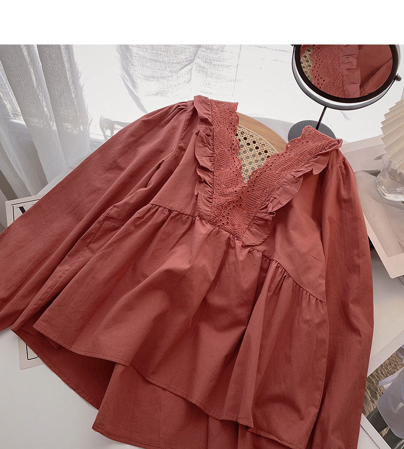 New top women's Korean design French doll shirt 6275