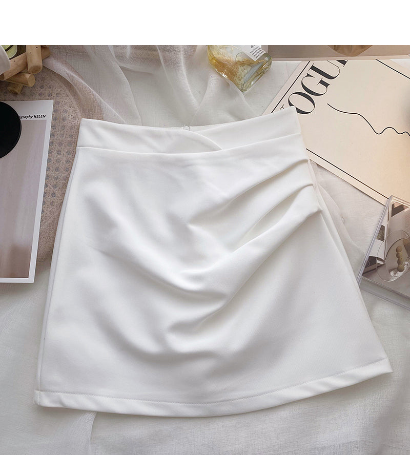 Korean version of foreign style gentle and thin pleated high waist A-shaped skirt 5663