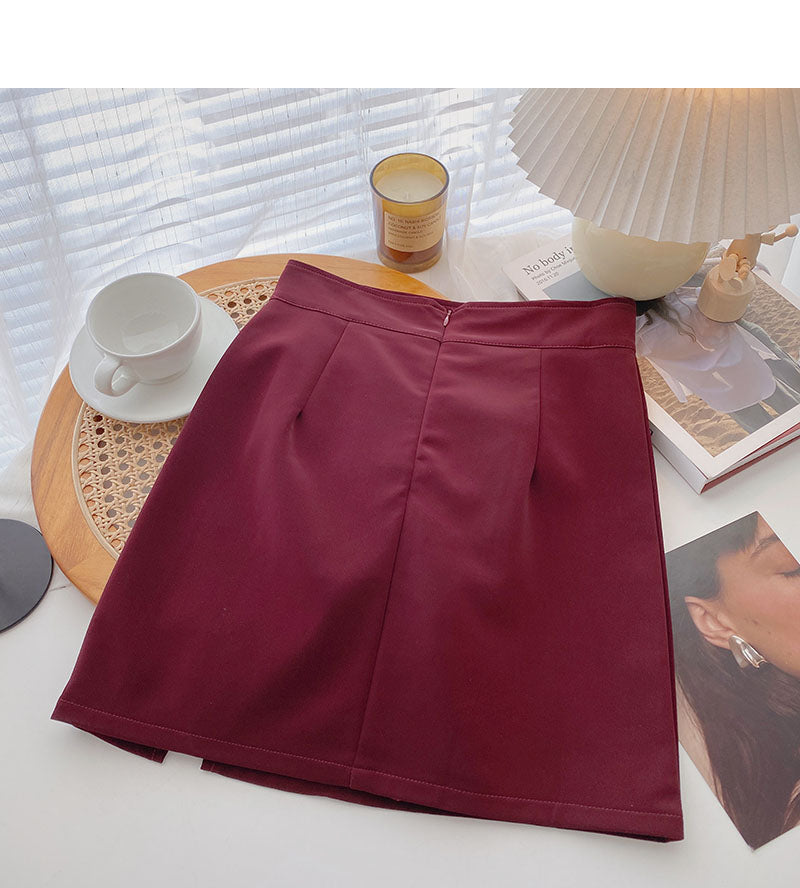Fashionable retro pleated split thin Hip Wrap Skirt 5552