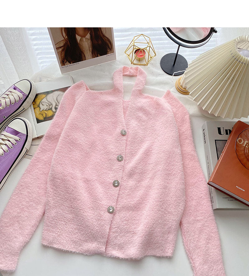 Le nouveau design coréen à col suspendu en une seule ligne donne l'impression de se détacher de l'épaule 6101